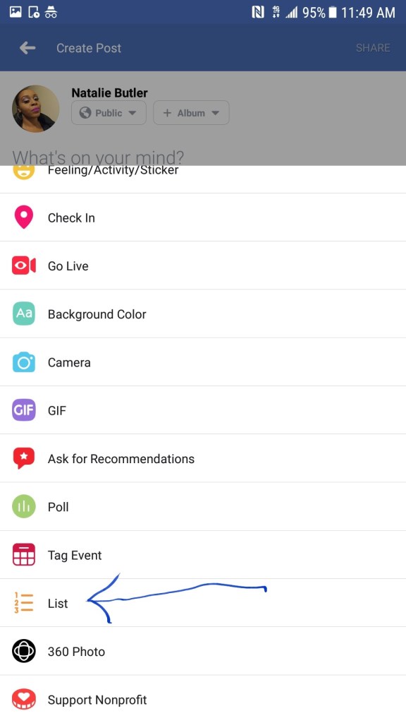 Facebook Status Update Options
