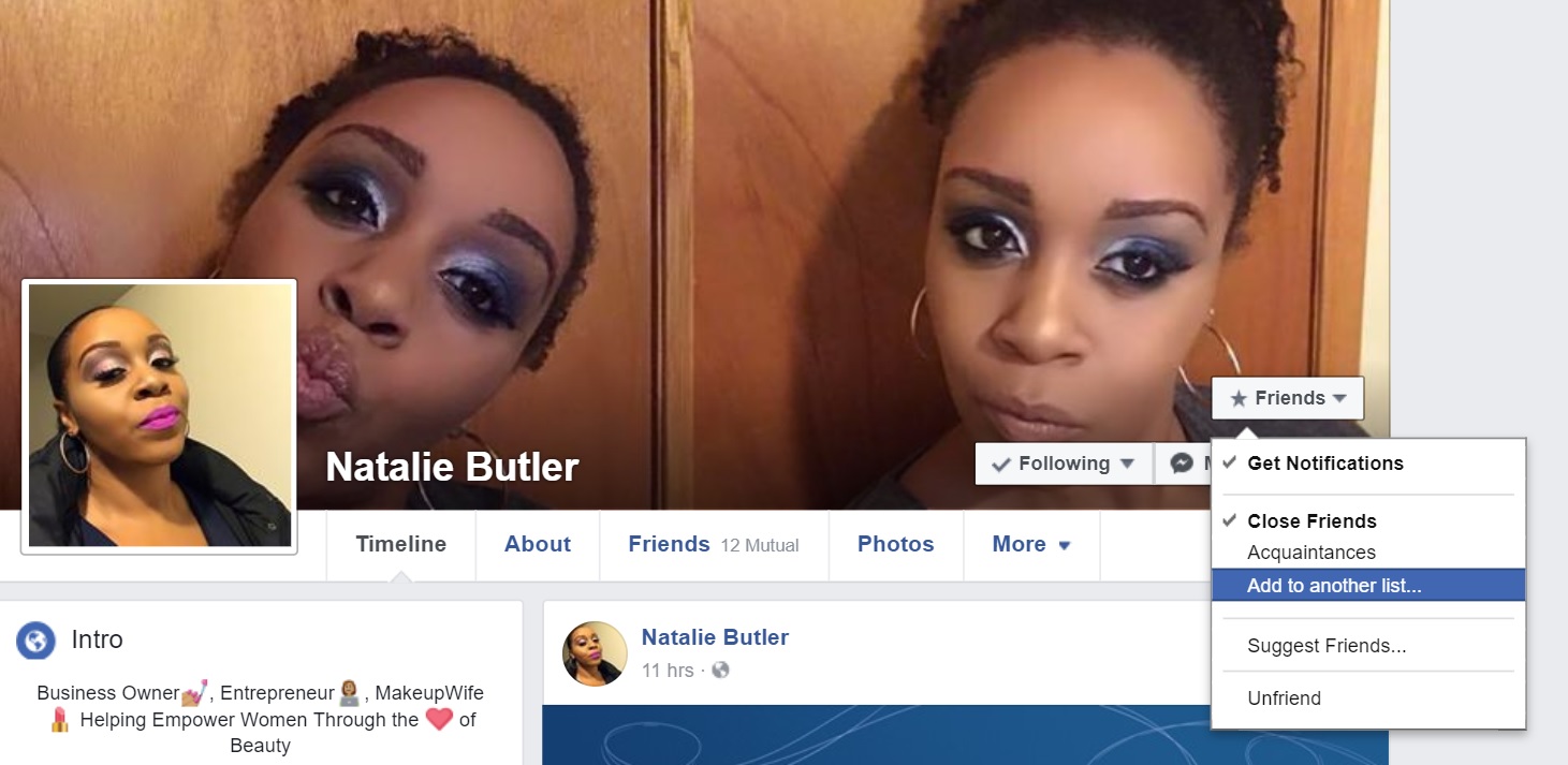 Facebook Lists on Web